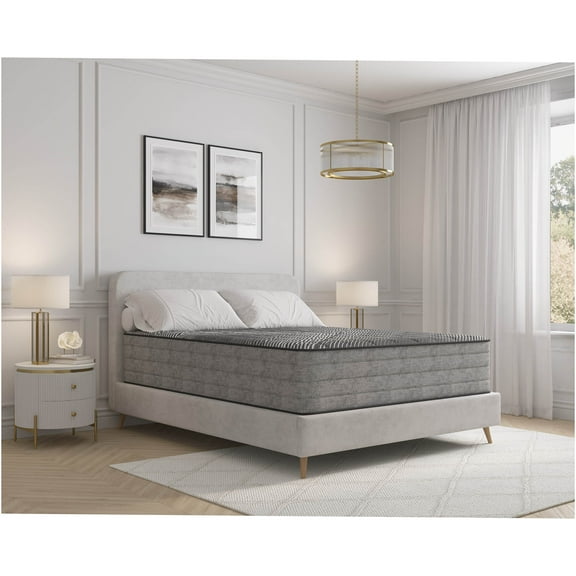 JERFIT 14" Queen Hybrid Mattress, Copper Gel Ice Cooling Memory Foam Pocket Innerspring, Firm Support, Quilted Black Mattress in a Box
