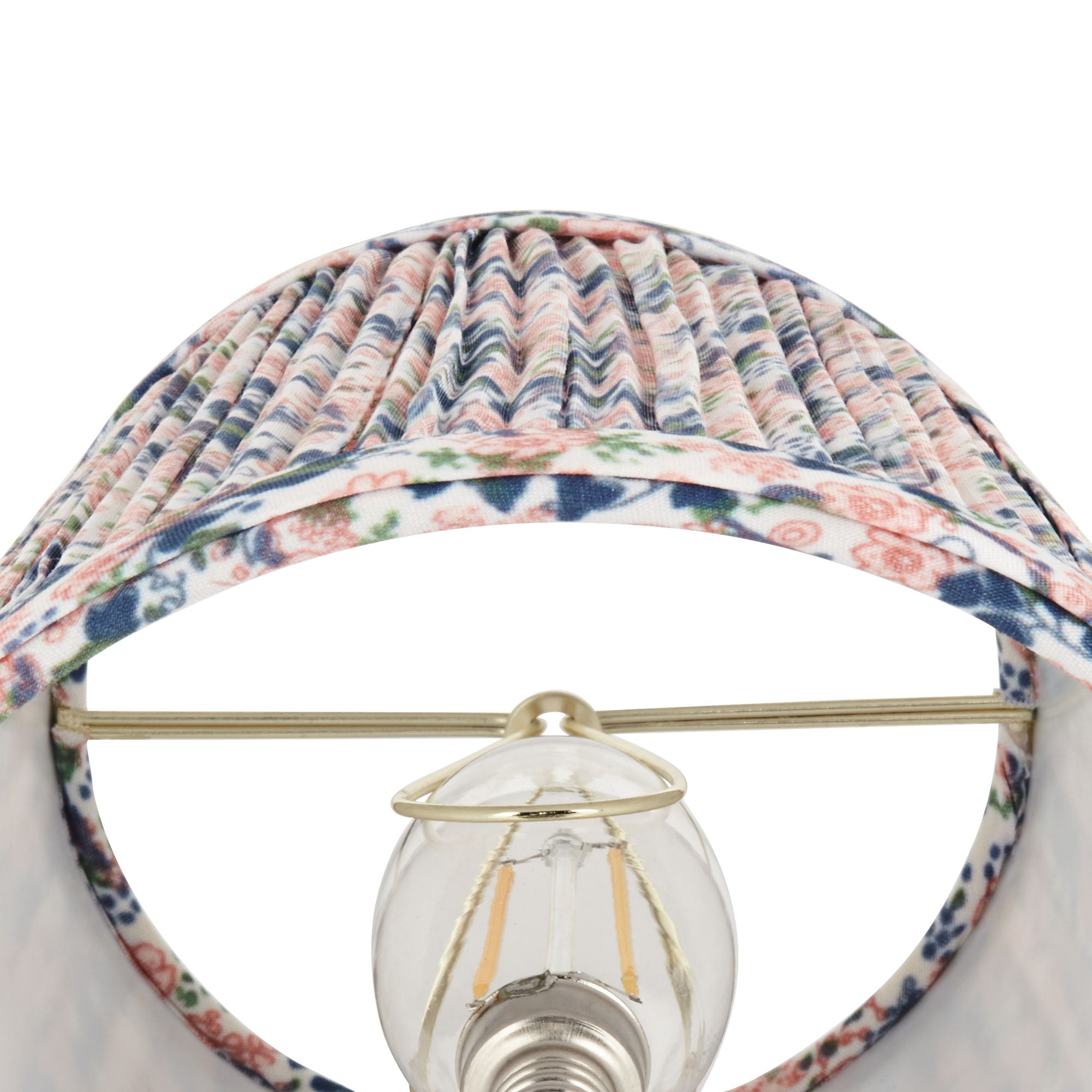 Springcrest 4" Top x 6" Bottom x 5 1/2" High x 5 1/2" Slant Print Lamp Shade Replacement Set of 4 Pink Blue Shirred Pleated Clip On