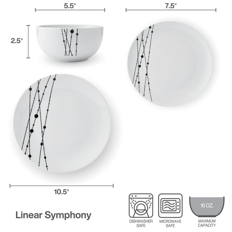 Free Shipping! Studio Nova 12-Piece Linear Symphony Porcelain