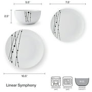 Studio Nova Linear Symphony 12 Piece Porcelain Dinnerware Set White