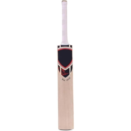 KLR Plus Kashmir Willow Cricket Bat, Handcrafted Grade R Willow with Web Tape Front and Full Sticker Back Kashmir Willow Handle, Red and Black