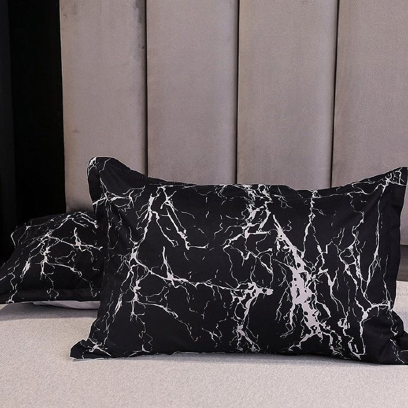 3 Pcs King Boho Duvet Cover, Black Marble Pattern Printed Bohemian Comforter Cover Bedding Set