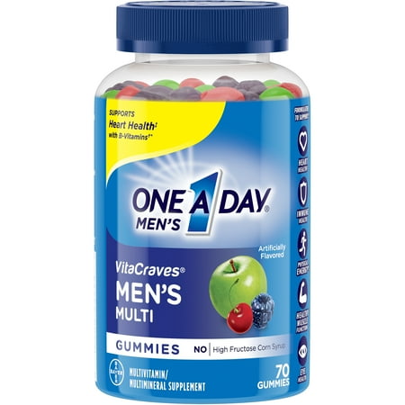 One A Day Men's VitaCraves Multivitamin Gummies, Supplement with Vitamins A, C, E, B6, B12, and Vitamin D, 70 (Best One A Day Mens Vitamin)