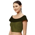 thumbnail image 2 of eloria Women's Blouse Boat Neck Filler Multicolor Sleeveless Top Color: Dark Green & Olive Green | Size: 36, 2 of 6