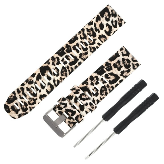 DRAFIDEEP 1Pc Silicone Watch Strap Leopard Brown Wrist Band for Watches 8.7x1In