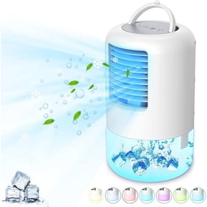 Jinsinto Mobile Air Conditionneur, Mini Personnel Air Plus cool. 4 en 1 portatif Air Conditionneur 3 Vitesses du vent et 7 LED Couleurs, humidificateur, ventilateur pour maison/bureau (