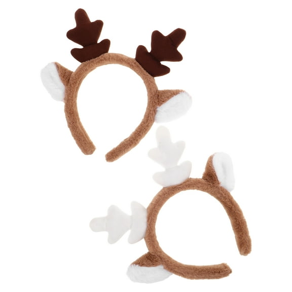 Raindrops 2Pcs Realistic Deer Antlers Headband Plush Ear Hairband for Festive Christmas Holiday