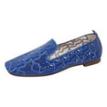 thumbnail image 6 of Rokment Womens Butterfly Ballet Flat Dress Shoes 2026 Spring Summer Fashion Hollow out Leather Square Toe Low Heel Casual Walking Slip on Loafers for Ladies Blue Size 7.5, 6 of 7