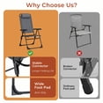 thumbnail image 4 of Pirecart Patio Chairs Set of 2, Foldable Outdoor Lawn Chairs with 5 Level Adjustable Teslin Back & Removable Headrest, All Weather for Camping, Garden, Gray, 4 of 10