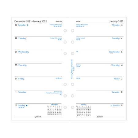 Filofax Personal Week Per Page 5 Language Cotton Cream 2022 Diary