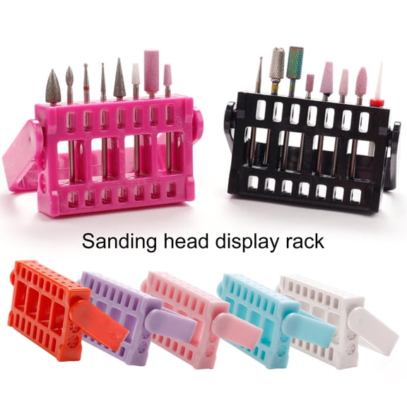 dianhelloya Nail Art Tools Manicure Drill Bits Stand Multi-grid Design Height Adjustable High Durability Dustproof 16 Slots Nail Drill Bit Brush Storage Holder for Nail Salon
