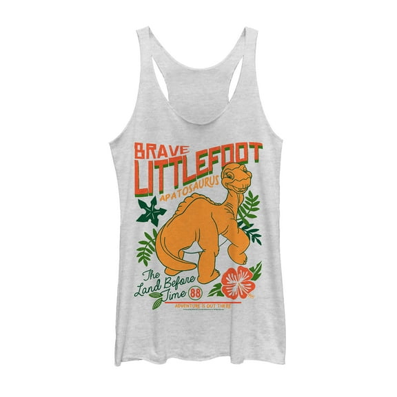 Women's The Land Before Time Tropical Littlefoot Poster  Racerback Tank Top White Heather Small