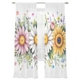 thumbnail image 2 of Colorful Daisy Floral Sheer Curtains 108 Inches Long 2 Panels Set, Window Sheer Curtains for Living Room/Bedroom, Spring Flowers Botanical Leaves Rustic Light Filter Rod Pocket Curtain 52''x108''x2, 2 of 8