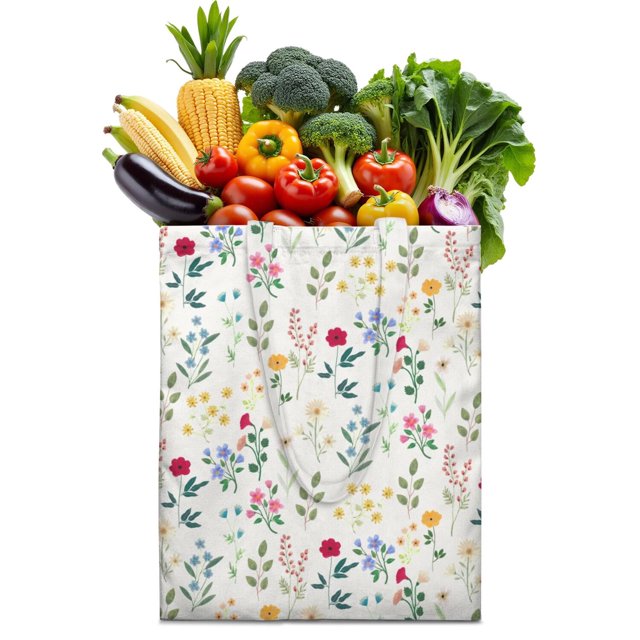 Spring Floral Print Foldable Shopping Bag - Durable & Spacious Eco-Friendly Tote