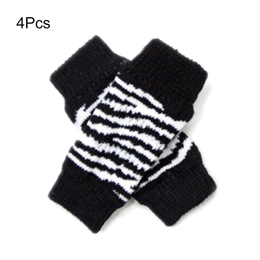 Everyday Winter 4Pcs/Set Zebra Leopard Dots Pet Dog Leg Socks Print Non-slip Leg Warmers size M