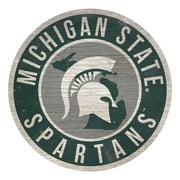 Michigan State Spartans Sign Wood 12 Inch Round State Design