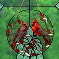 thumbnail image 3 of 2 pc Cardinal Lovebirds Window Hanging Ornaments Winter Suncatcher Home Window Decoration Red 150x3mm, 3 of 5