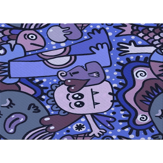 Ahgly Company Indoor Rectangle Patterned Blue Whale Blue Area Rugs, 2' x 5'