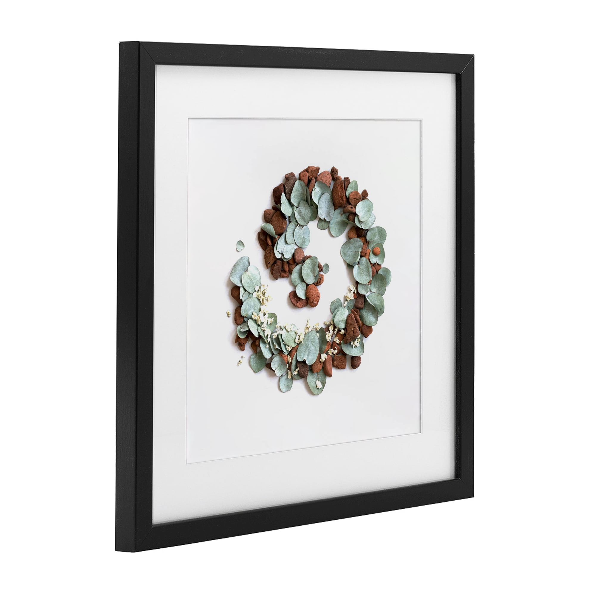 Stupell Industries Eucalyptus & Pebbles Spiral Black Framed Print Under Glass, design by Beth Adoette