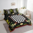 thumbnail image 3 of Erosebridal Farmhouse Animal Bedding Sets Full Size,Rustic Chicken Rooster Comforter Sets with Sheets,Black White Patchwork Plaid Bed in a Bag Full Size,Microfiber Bedroom Decor Reversible,7-Piece, 3 of 6