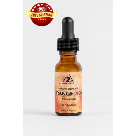 ORANGE 10X (10 FOLD) ESSENTIAL OIL ORGANIC AROMATHERAPY GLASS DROPP 0.5 OZ 15 ml