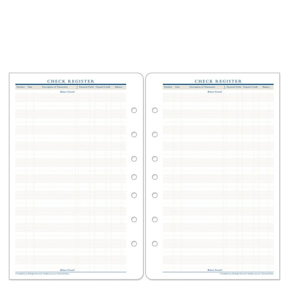FranklinCovey Classic Check Register, 50 Count, White