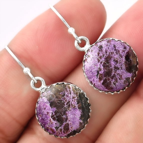Desiregem Natural Purpurite - South Africa 925 Sterling Silver Adult Women Earrings Jewelry SDE52722