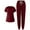 Deep Red, variant on JGNGSHN Women's Medical Scrubs Set Modern Fit V-Neck Split Top & Drawstring Jogger Scrub Pants Solid Nursing Uniform Workwear