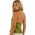 thumbnail image 5 of Silk Satin Halter Tops for Women Summer 2026 Cowl Neck Tie Back Going Out Sleeveless Business Casual Tank Top Featuring Sleeveless Silky Blouse Army Green L, 5 of 5