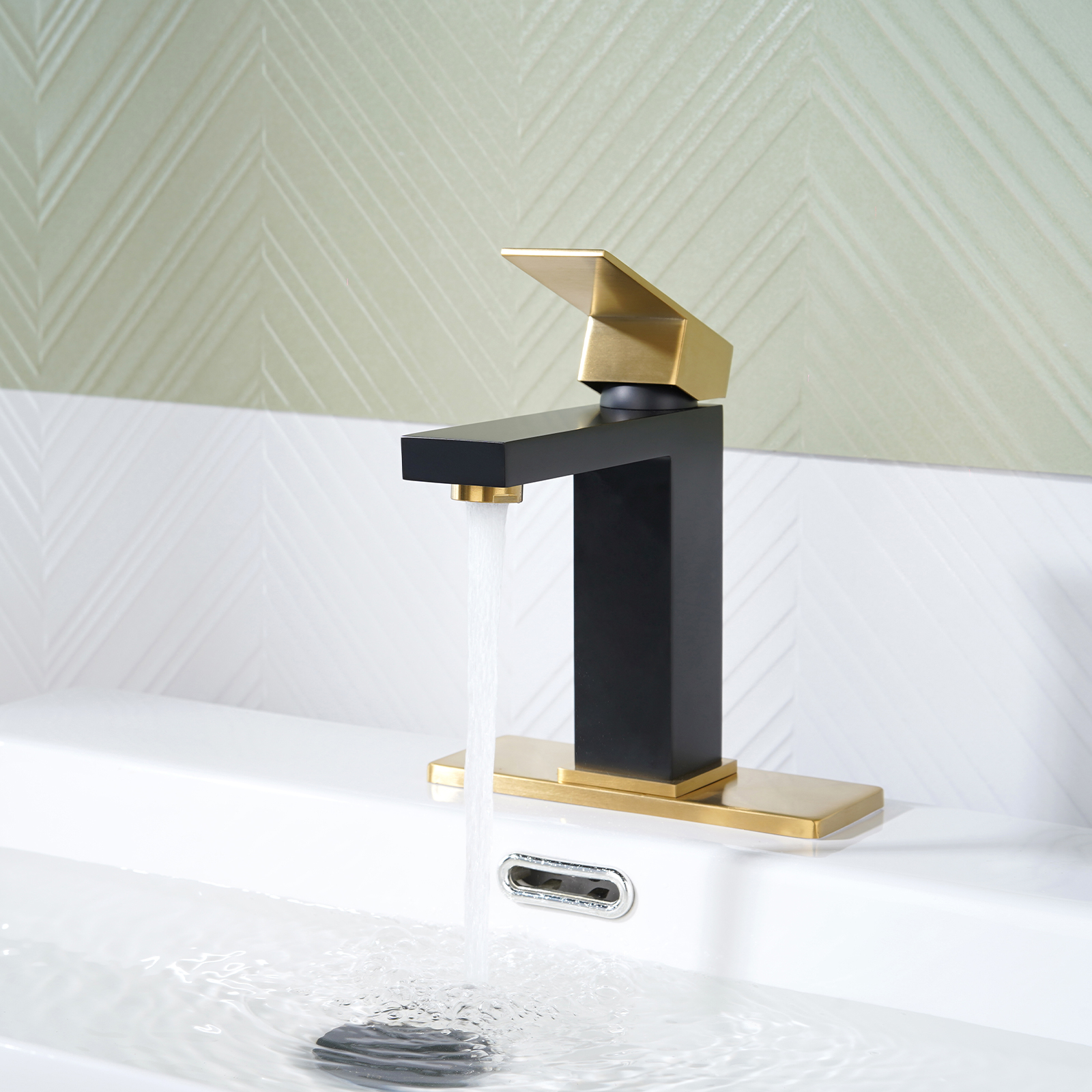 Black and Gold Bathroom Faucet WOWOW Black Gold Faucet for Bathroom Sink Modern Single Hole Bathroom Faucet with cUPC Supply Lines and Pop up Drain