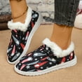 thumbnail image 2 of Chenyee Womens Loafers Fashion Christmas Print Slip On Sneakers Warm Fleece Lined Walking Shoes, 2 of 7