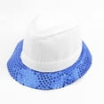 thumbnail image 3 of Pitauce Unisex Sequin Trilby Fedora Hat Short Brim Classic Manhattan Summer Cap Panama Hat for Dance Party, 3 of 5