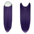 thumbnail image 2 of SHCKE Fish Line Extensions 22 Inch Invisible Hair Extensions with Transparent Fish Line Removable Secure Clips Synthetic Straight Secret Hairpiece Deep Purple, 2 of 6