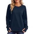 thumbnail image 5 of THNCYX Womens Crew Neck Long Sleeve Sweatshirt with Thumb Holes Solid Color Soft Casual Pullover Top for Everyday Comfort Wear S-2XL, 5 of 6