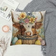 thumbnail image 2 of Creowell AnyDesign Easter Pillow Covers  Watercolor Highland Cow Flowers Throw Pillow Case Seasonal Cute Cow Cushion Cover for Spring Home Sofa Bedroom Decor, 2 of 5