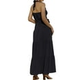 thumbnail image 7 of QAFOPEH Women Solid Color Halter Neck Tie Waist Backless Ruffle Tiered Maxi Dress, 7 of 7