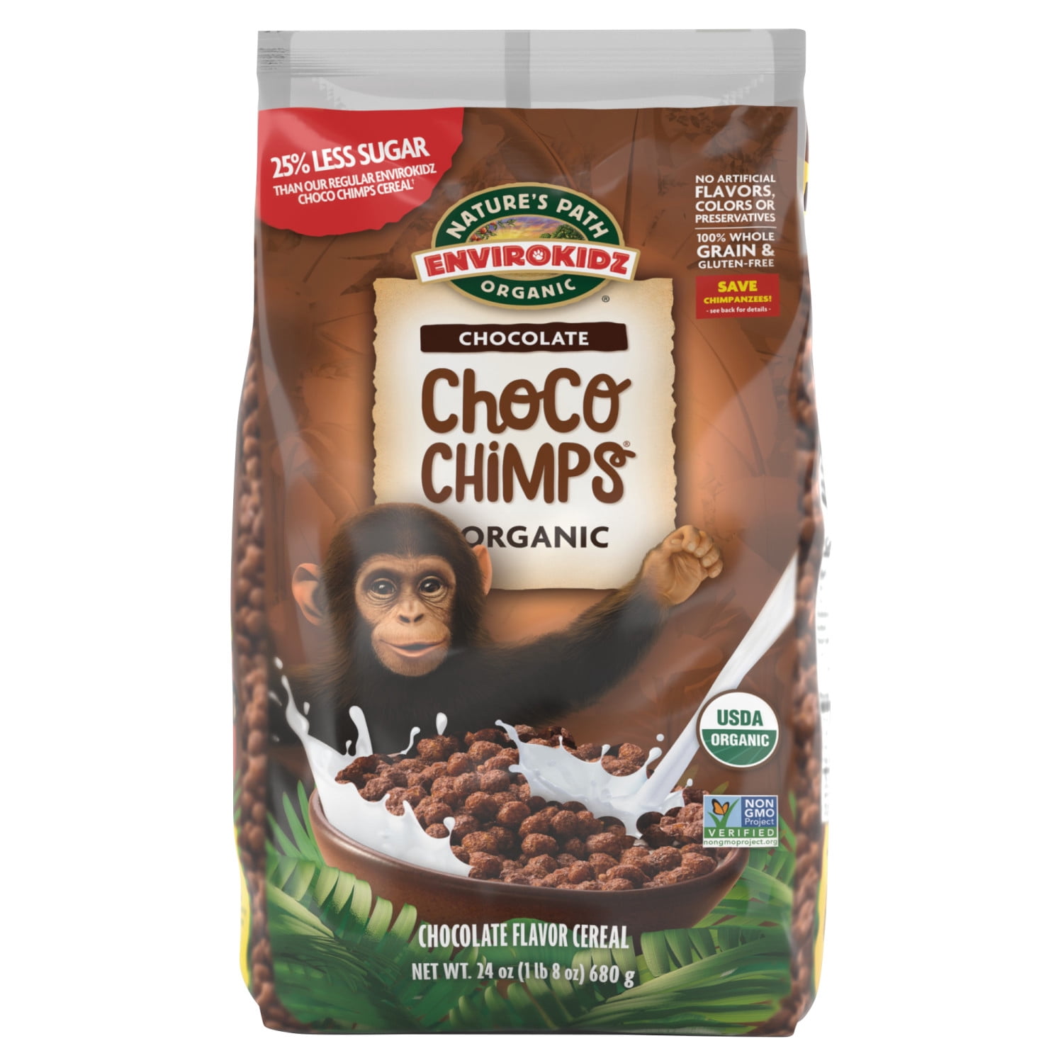 EnviroKidz Organic Choco Chimps Breakfast Cereal, 24oz Bag (pack of 6)