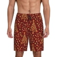 thumbnail image 3 of Lsque Christmas Tree On A Red Background Mens Sleep Pajama Shorts,Short Pajama Pants, Cotton Ultra-Soft Knit-X-Large, 3 of 9
