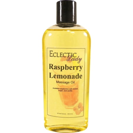 Raspberry Lemonade Massage Oil by Eclectic Lady, 8 oz, Sweet Almond Oil and Jojoba Oil