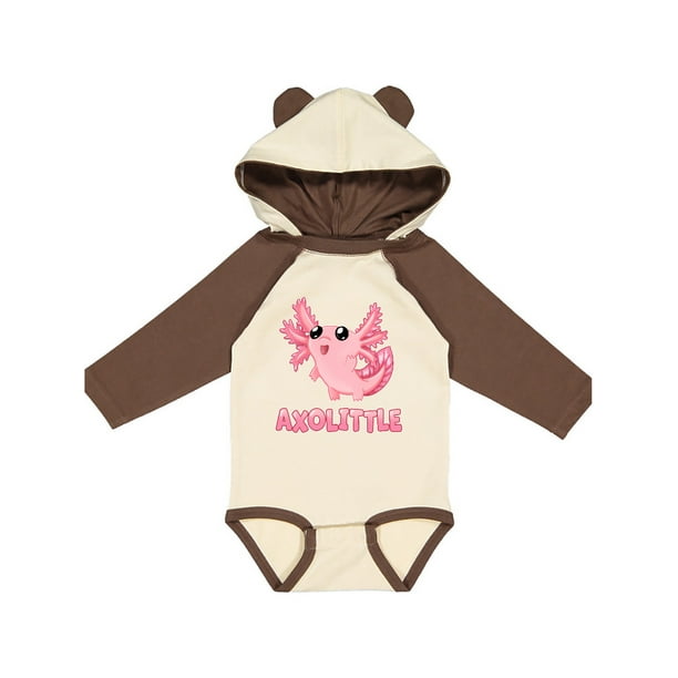 Inktastic Axolittle Cute Baby Axolotl Newborn Long Sleeve Bodysuit Unisex Natural Brown W Ears Newborn Walmart Com