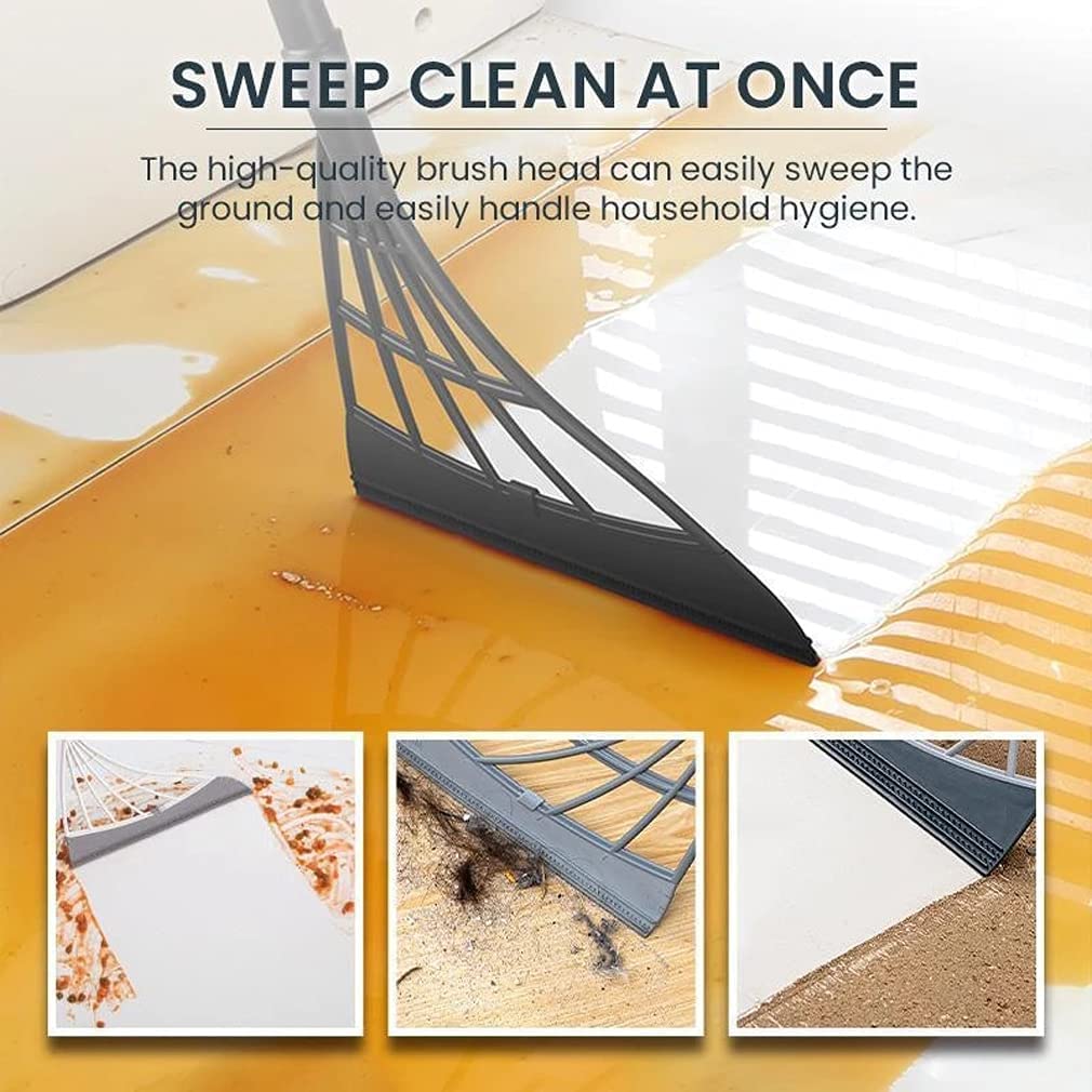 UKETO 2PCS Multi-Function Magic Scraper Broom,2-in-1 Sweeper?Multi-Functional Length Adjustable Magic Broom Wiper?Multifunctional Magic Broom to Clean Floor Surface Gray