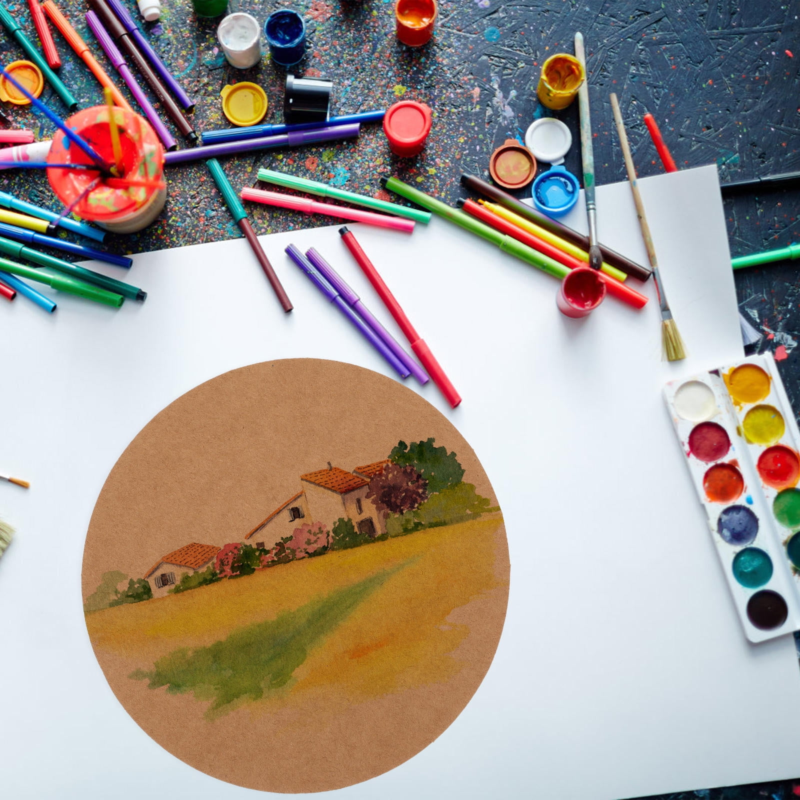 FRCOLOR 120 Sheets  of Round Graffiti Cardboard Diy Painting Blank Paperboard Drawing Hardboards