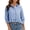 Blue women plaid crop top a1, variant on Women Collared 3/4 Sleeve Ruffle Plaid Blouse for Women Casual Crop Top Travel Fashion Tee Shirts Vacation Summer Clothes, Blue L