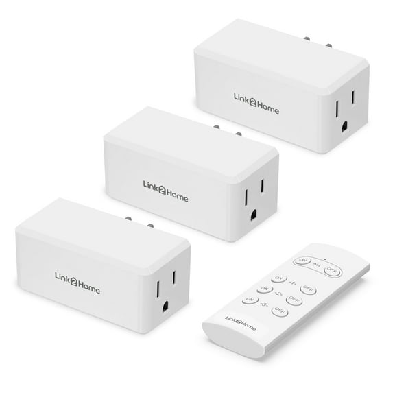 Link2Home Wireless Remote Control Outlet Light Switch – 3 Grounded Outlets with 1 Remote, Plug and Play, No Wi-Fi Required, RF Signal Up to 100 ft, Indoor Use, FCC/CSA Certified