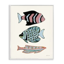 Stupell Industries Tropical Fish Trio Nautical & Beach Painting White Framed Art Print Wall Art, 24 x 30