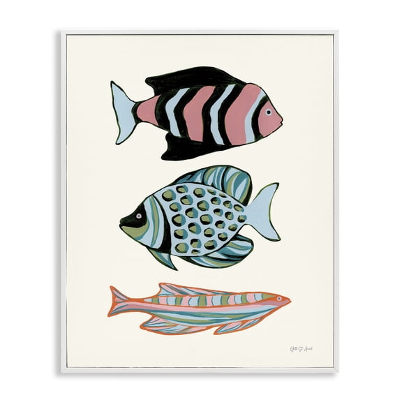 Stupell Industries Tropical Fish Trio Nautical & Beach Painting White Framed Art Print Wall Art, 24 x 30