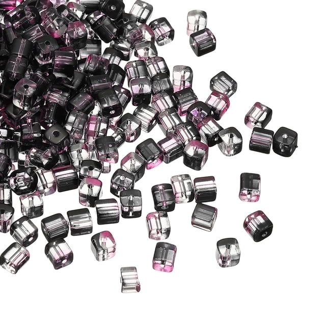 Uxcell 200 Pcs Cuentas de Cubo de Cristal, 7mm Transparentes Cuentas Cuadradas Facetadas para Manualidades de Joyería DIY Pulsera Aretes Collar, Púrpura Oscuro