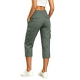 thumbnail image 4 of Hurxie Womens Cargo Capris Lightweight Hiking Pants Pockets Quick Dry Casual Outdoor Trip Loose Shorts Cropped Army Green,M, 4 of 6