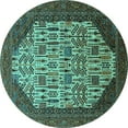 thumbnail image 1 of Ahgly Company Indoor Round Oriental Turquoise Blue Industrial Area Rugs, 4' Round, 1 of 4