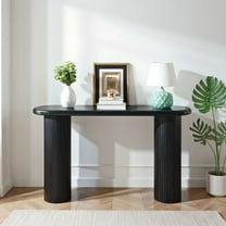 Resenkos Wood Console Table, Modern Black Console Table, 56" W fluted entryway table,Living Room, Black